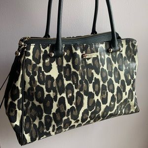 Kate Spade Leopard Print Leather Large Shoulder Bag